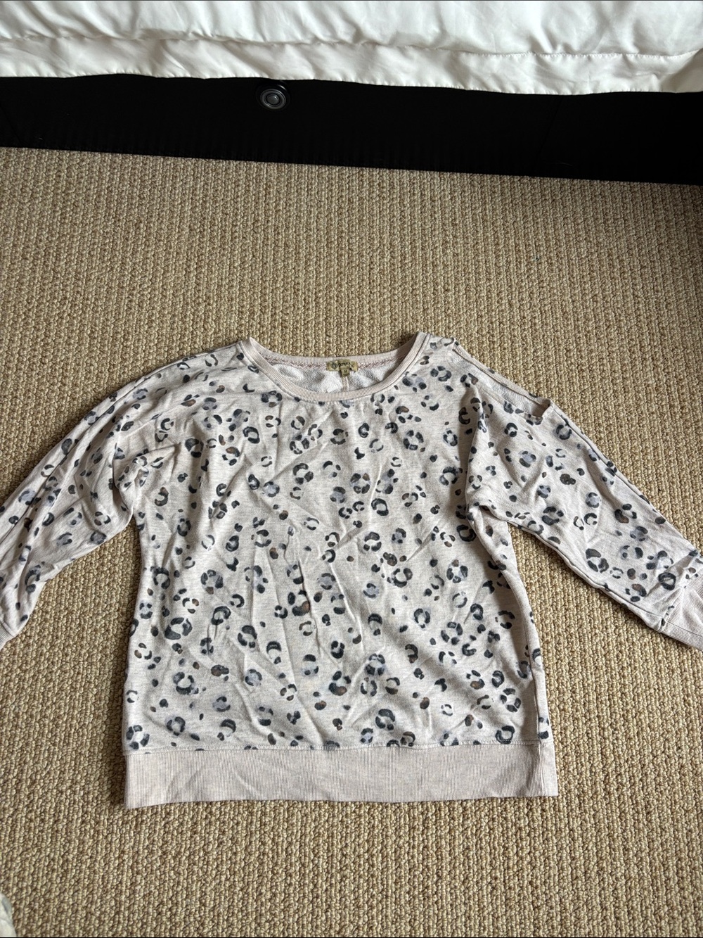Democracy Light Blush Leopard Print Scoop Neck Sweater